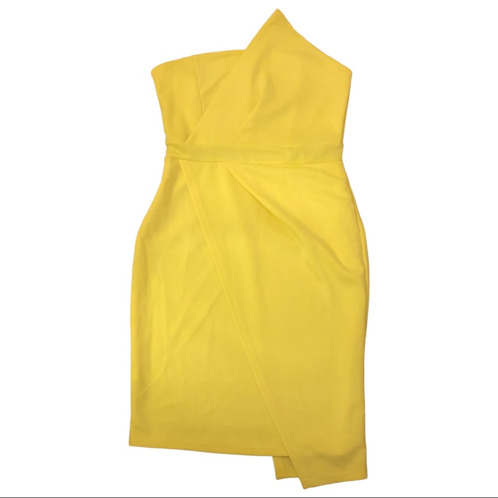 CBR  Womens Mini Dress Size XL Yellow Asymmetrical  Fold Front Party Cocktail